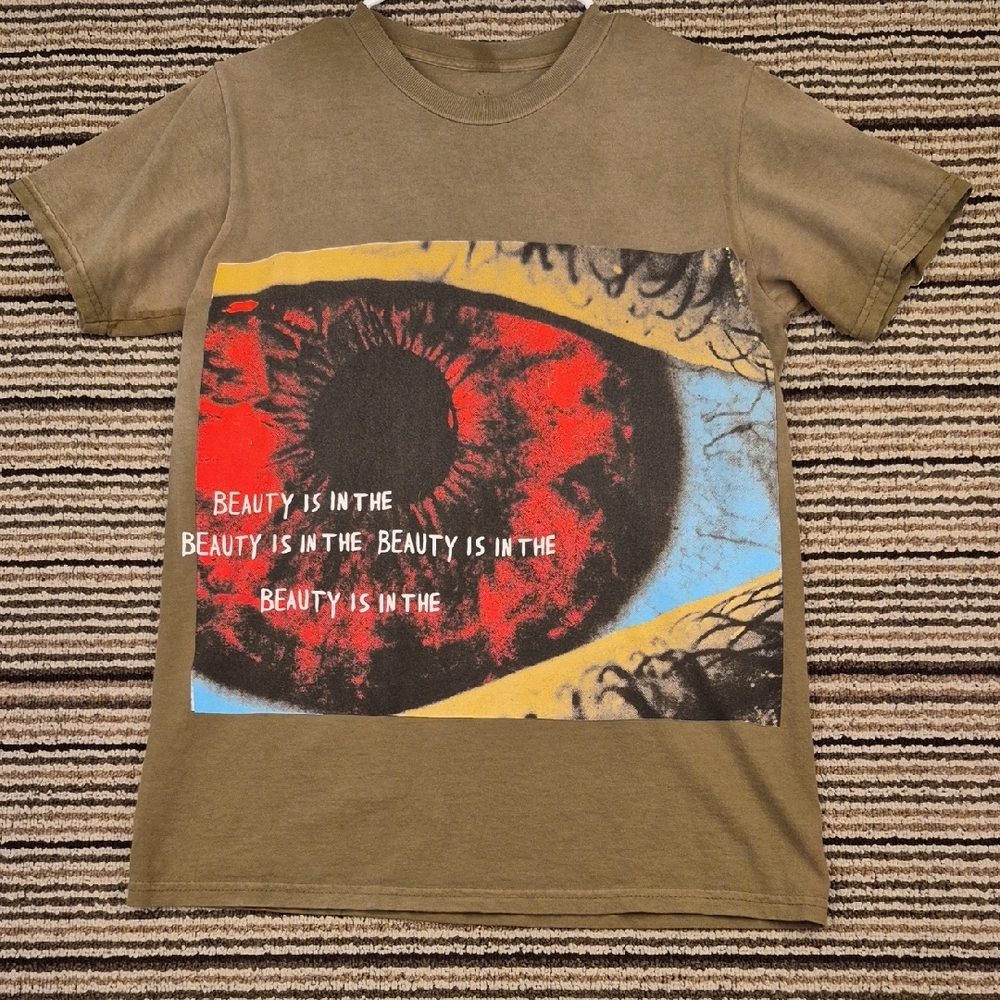 CACTUS JACK x Travis Scott Laflame Faded‎ Green Eye Cotton Sz M Mens T Shirt